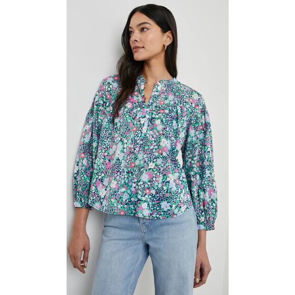 Rails Beach Cotton Ellison Top in Navy‎ Leilani Florals Size Small - Picture 1 of 13